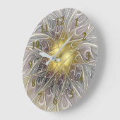 Vloeiend met goudmatige Abstracte fractale bloem Grote Klok (Hoek)