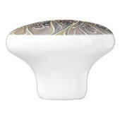Vloeiend met goudmatige Abstracte fractale bloem Keramische Knop (Zijkant)