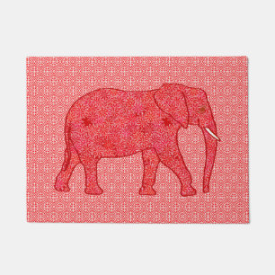 Vloeiend olifant, diep rood en koraal deurmat