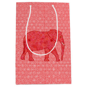 Vloeiend olifant, diep rood en koraal medium cadeauzakje