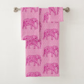 Vloeiend olifant, Fuchsia en Pastel Roze Bad Handdoek (Insitu)