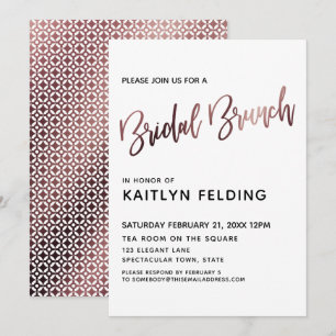 Vloeiend Roos Gold Ombre Bridal Brunch Typografie Kaart