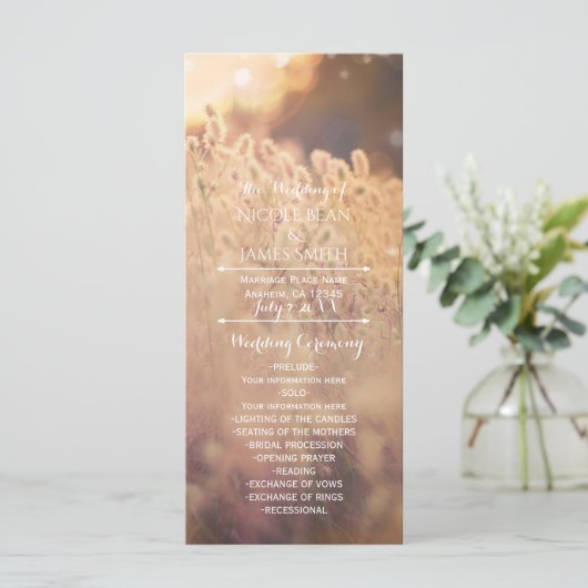 Vloeiend Rustisch country Wedding Program Rack Programma (Staand voorkant)