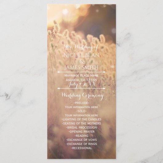 Vloeiend Rustisch country Wedding Program Rack Programma (Voorkant)