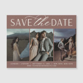 Vloeiend script | 3 Foto Save the Date Magnet (Voorkant)
