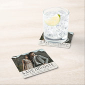 Vloeiend script | De foto bewaart de Datum Vierkante Kartonnen Onderzetter (Insitu)