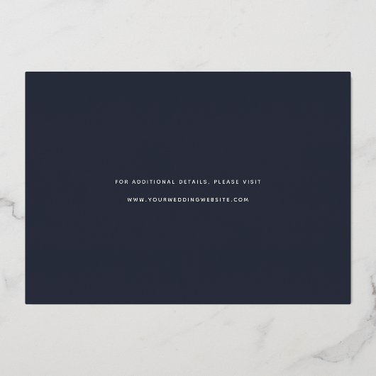 Vloeiend script | Enige Foto slaat de datum op Folie Uitnodiging (Achterkant)