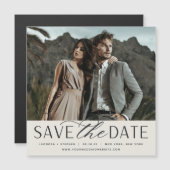Vloeiend script | Foto Save the Date Magnet (Voorkant / Achterkant)