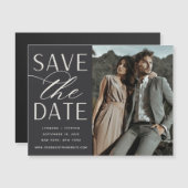 Vloeiend script | Foto Save the Date Magnet (Voorkant / Achterkant)