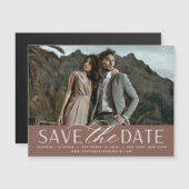 Vloeiend script | Foto Save the Date Magnet (Voorkant / Achterkant)