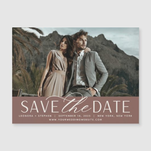 Vloeiend script | Foto Save the Date Magnet (Voorkant)