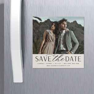 Vloeiend script Foto Save the Date Magnet