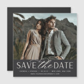 Vloeiend script | Foto Save the Date Magnet (Voorkant / Achterkant)