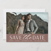 Vloeiend script | Horizontaal fotohuwelijk Save The Date (Voorkant)