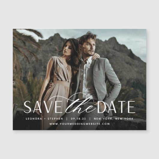 Vloeiend script | Horizontale foto slaat de datum  (Voorkant)