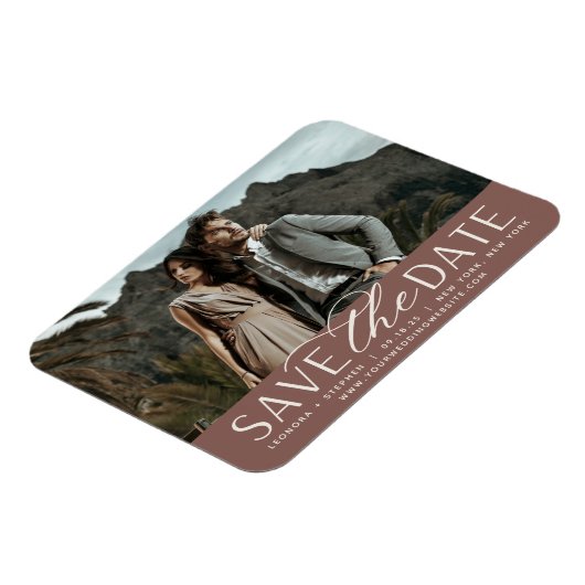 Vloeiend script | Horizontale foto slaat de datum  Magneet (Linkerzijde)