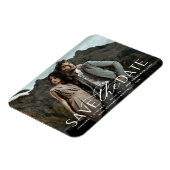 Vloeiend script | Horizontale foto slaat de datum  Magneet (Linkerzijde)