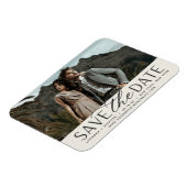 Vloeiend script | Horizontale foto slaat de datum  Magneet (Linkerzijde)