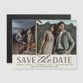 Vloeiend script | Twee Foto sparen de Magnet Datum (Voorkant / Achterkant)