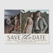 Vloeiend script | Twee Foto sparen de Magnet Datum (Voorkant)