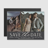 Vloeiend script | Twee Foto sparen de Magnet Datum (Voorkant / Achterkant)