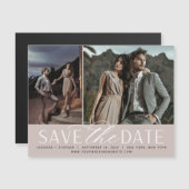 Vloeiend script | Twee Foto sparen de Magnet Datum (Voorkant / Achterkant)