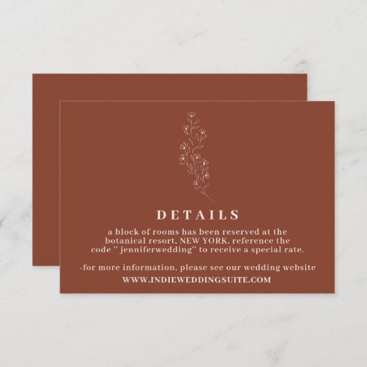 Vloeiend Terracotta Weddenschap - Eenvoudig ontwer Kaart (Voorkant / Achterkant)