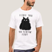 Vloeiend u zwarte kattentekening t-shirt (Voorkant)