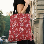 Vloeiend vermogen Rood en Witte Retro Floral Draagtas