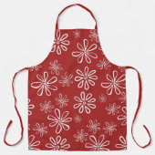 Vloeiend vermogen Rood en Witte Retro Floral Schort (Voorkant)