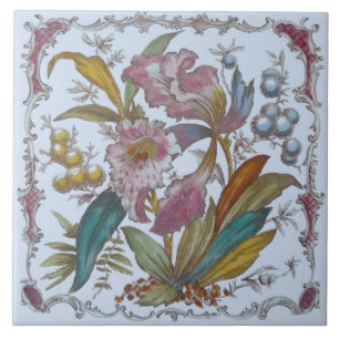 Vloeiend Victoriaans Transferware Floral Tile c188 Tegeltje