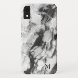 Vloeiend wit en donkergrijze marmer iPhone XR hoesje