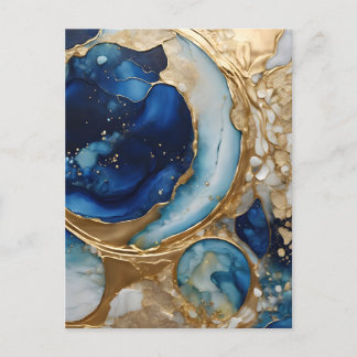 Vloeiende abstracte goud-navy strand briefkaart