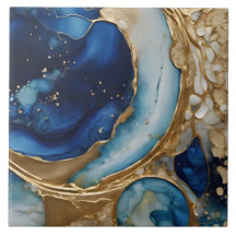 Vloeiende abstracte goud-navy strand