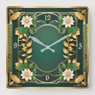 Vloeiende Art Deco Vierkante Klok