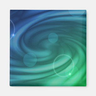 Vloeiende blauwe en groene kleurenmix Vortex Magneet