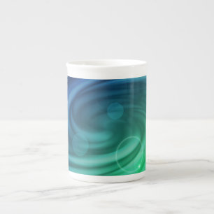 Vloeiende blauwe en groene kleurenmix Vortex Porselein Kop