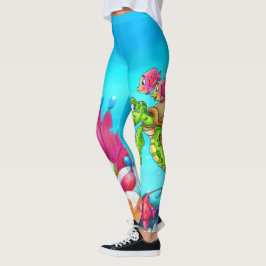 Vloeiende cartoon met vis leggings