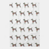 Vloeiende fox terrier Hondenras Geo Silhouette Pse Theedoek (Verticaal)