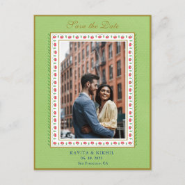 Vloeiende grens Mint Groene Foto bespaart dag Aankondigingskaart