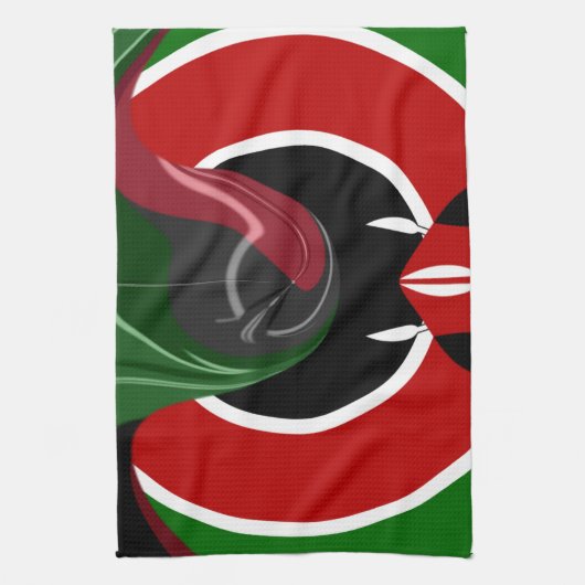 Vloeiende Keniaanse vlag: een modern ontwerp Theedoek (Verticaal)
