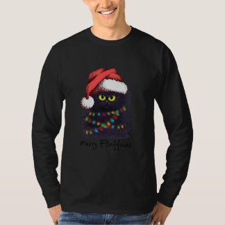 Vloeiende kerstkatten met kerstlichten voor kerstm t-shirt