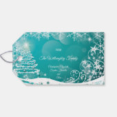 Vloeiende kerstsnowflakes cadeaulabel (Achterkant Horizontaal)