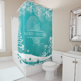Vloeiende kerstsnowflakes douchegordijn