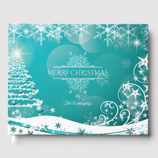 Vloeiende kerstsnowflakes gastenboek (Voorkant)