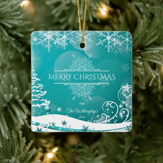 Vloeiende kerstsnowflakes keramisch ornament (Boom)