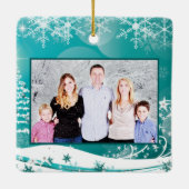 Vloeiende kerstsnowflakes keramisch ornament (Achterkant)