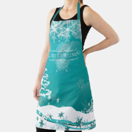 Vloeiende kerstsnowflakes schort