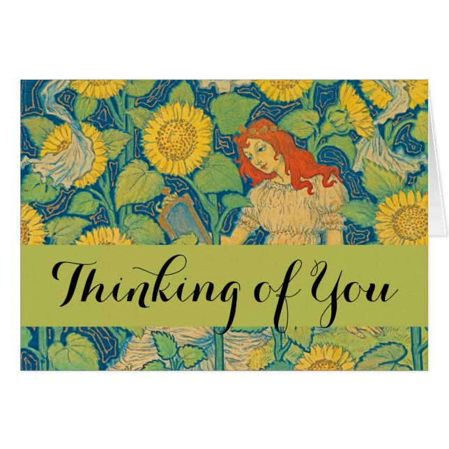 Vloeiende kindervrouw in zonnebloempitten (Voorkant Horizontaal)