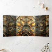 Vloeiende Moderne Gouden Zoete 16 Feestuitnodiging Drieluik Uitnodiging (Binnen)